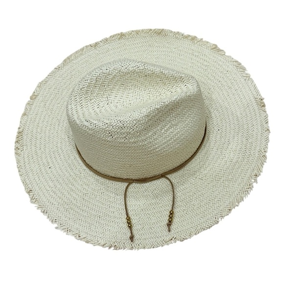 J. McLaughlin NWT Women’s Offshore Straw Hat Natural $148 Rope Trim Gold Beads main image 7